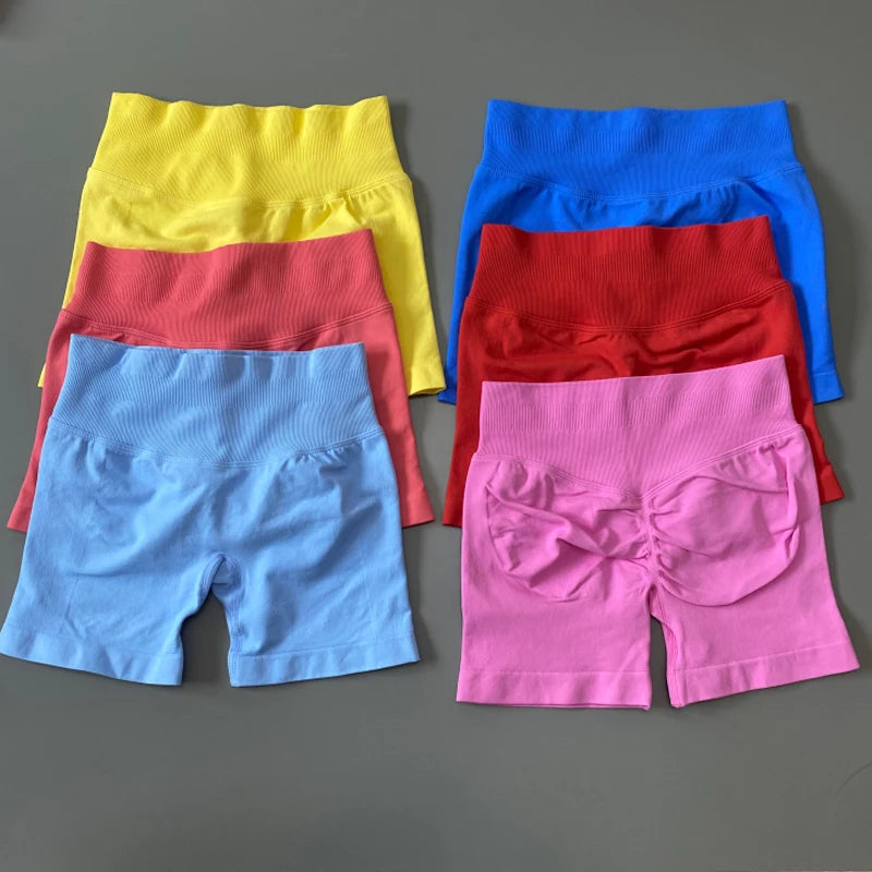 Women High Waist Yoga Shorts Peach Butt Lift Seamless Gym Shorts High Stretch Anti-Chafing Workout Running Biker Shorts