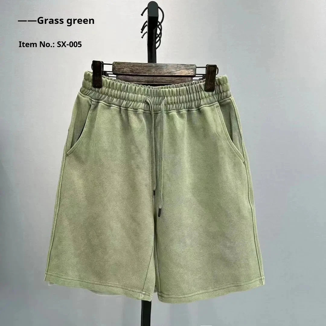 2026 Men's Casual Worn-out Washed Shorts for Spring and Summer Loose Solid Color Fashionable Streetwear Simple and Trendy