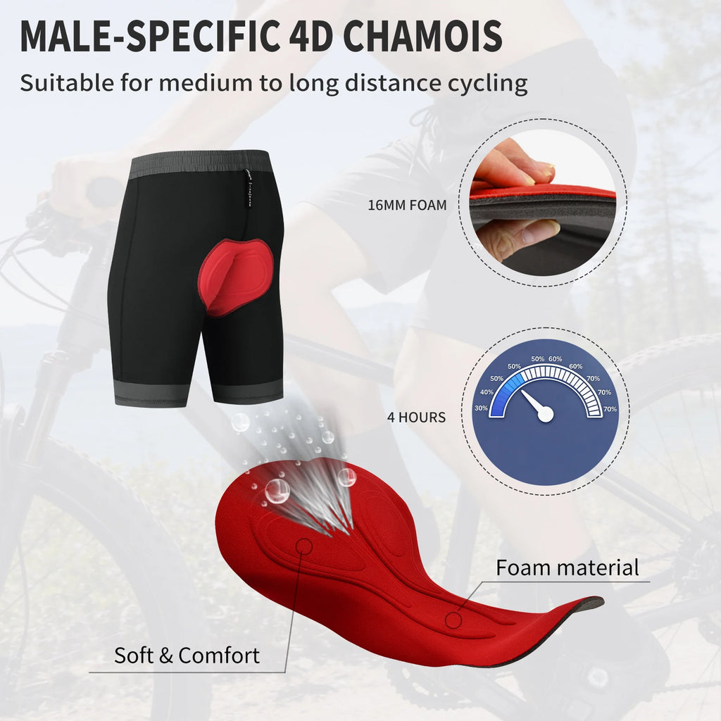 WOSAWE Summer MTB Shorts with Inner Sponge Padded Casual Bicycle Shorts Quick-drying Mountain Bike Short Pant Cycling Shorts
