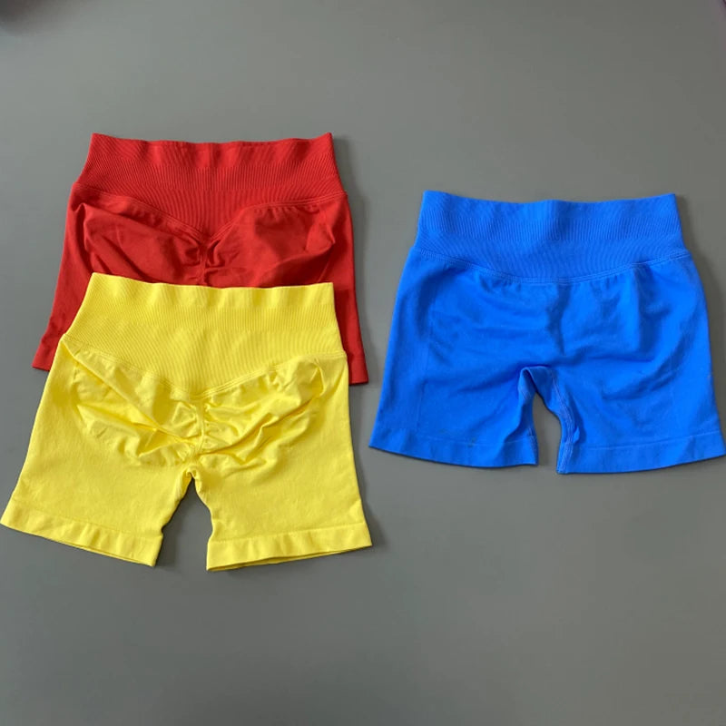 Women High Waist Yoga Shorts Peach Butt Lift Seamless Gym Shorts High Stretch Anti-Chafing Workout Running Biker Shorts