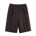 Summer Loose Pleated Mini Shorts With Belt Women High Waist Zipper Decoration Versatile Shorts Female Causal Wear 2026 New