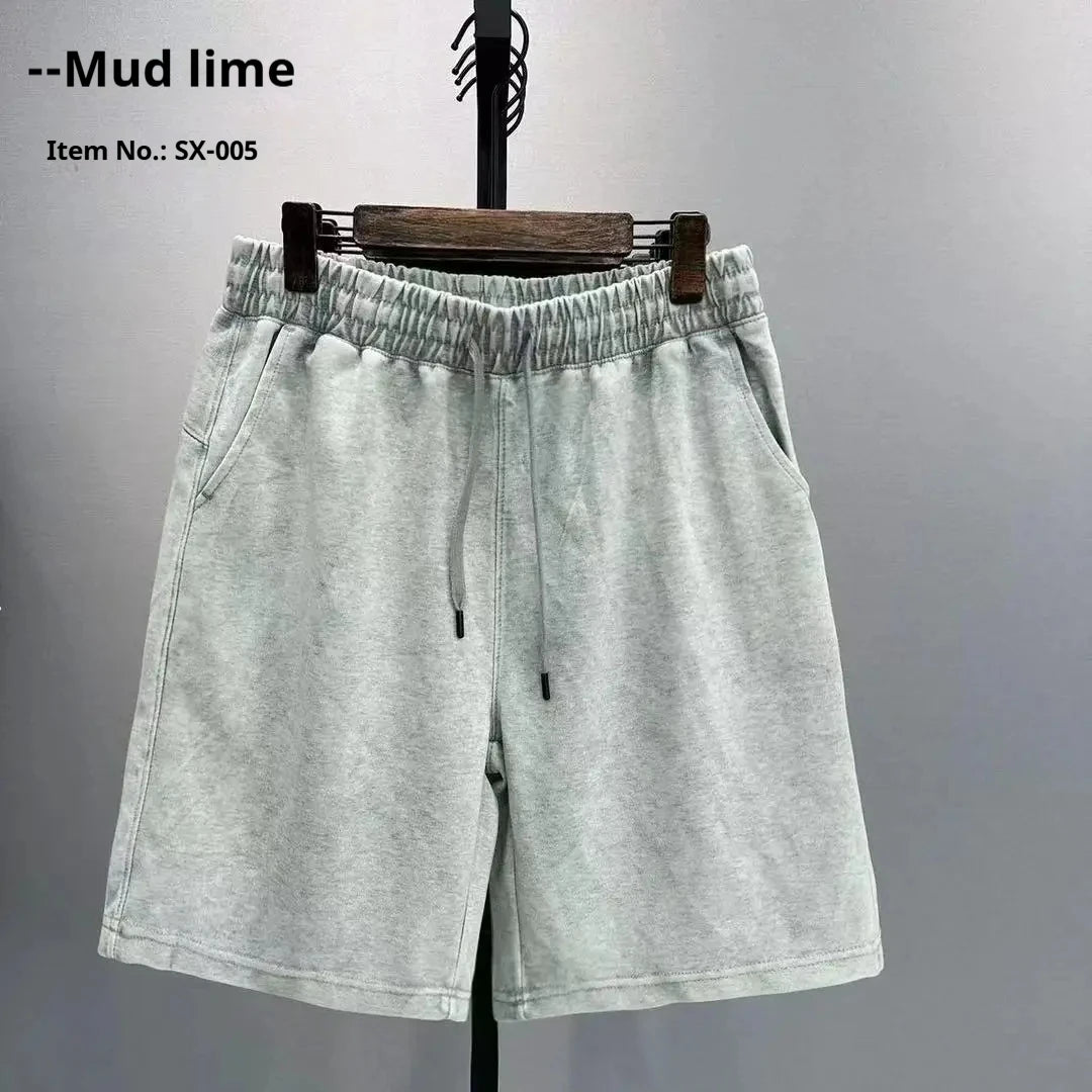 2026 Men's Casual Worn-out Washed Shorts for Spring and Summer Loose Solid Color Fashionable Streetwear Simple and Trendy