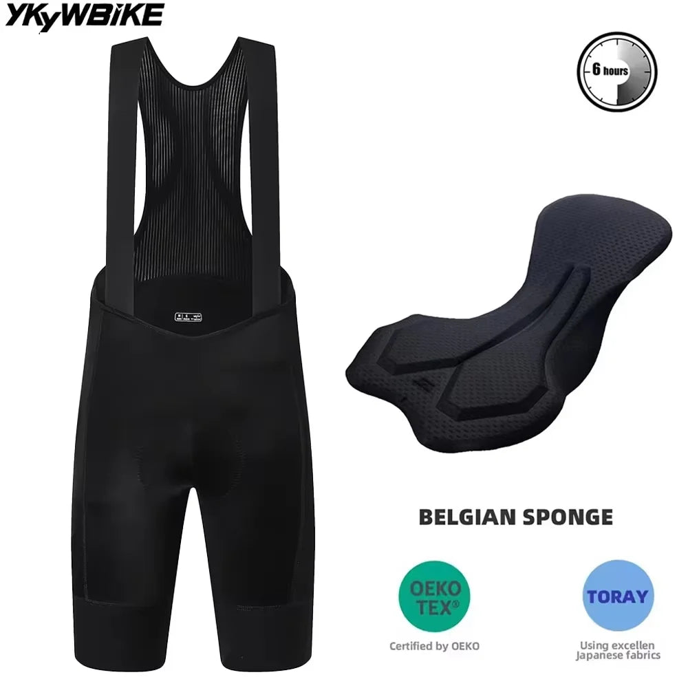 YKYWBIKE Men's Cycling Bib Shorts Belgium Padded Bicycle Shorts MTB Pro Italy MITI Straps Road Bike Bib Pants