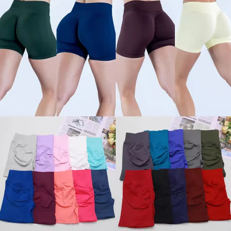 Women High Waist Yoga Shorts Peach Butt Lift Seamless Gym Shorts High Stretch Anti-Chafing Workout Running Biker Shorts