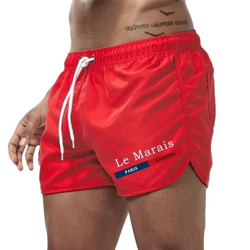 2026 New Men's Beach Printed Shorts, Summer Fashion Men's Casual Sports Running Shorts
