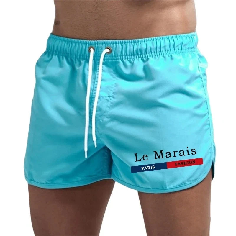 2026 New Men's Beach Printed Shorts, Summer Fashion Men's Casual Sports Running Shorts